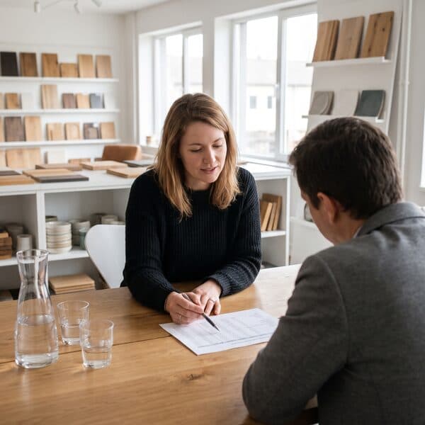 Key-Account-Managerin bespricht eine Preisliste mit einem Kunden